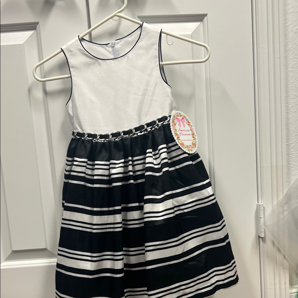American Princess Black and White Striped Dress